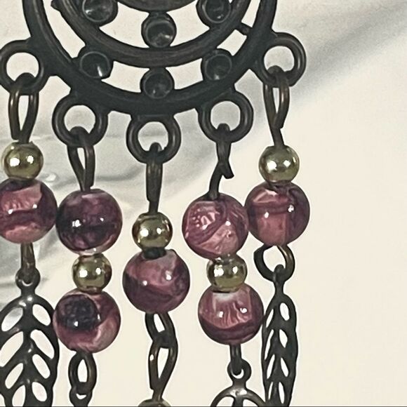 Drop earrings with pink beads - Picture 10 of 14